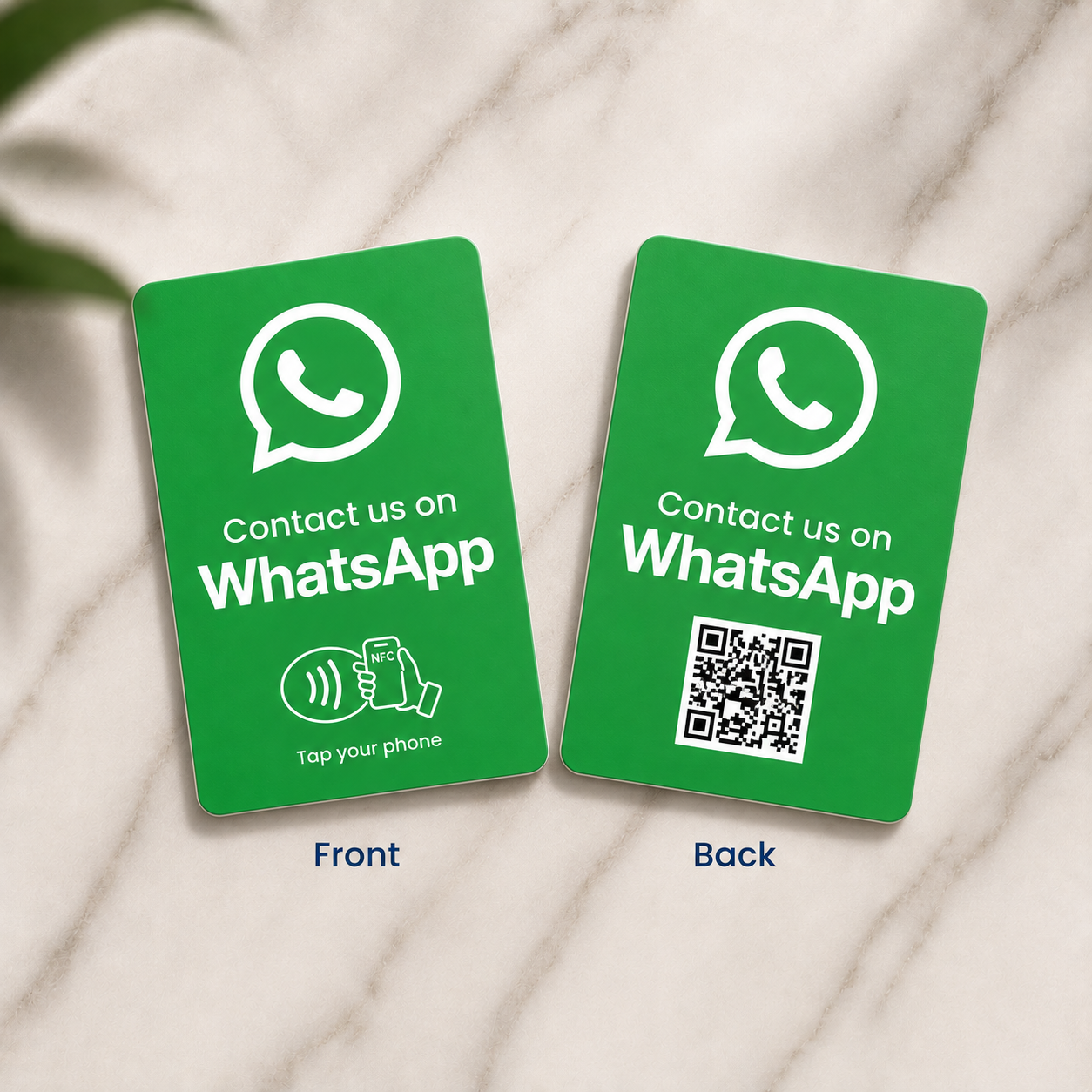 VouchForYa WhatsApp NFC Business Card, front and back